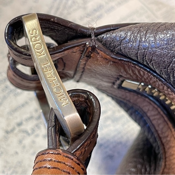 Michael Kors Rare Baguette vintage bag 2 tones of brown leather - Picture 9 of 13